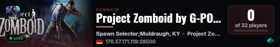 Project Zomboid by G-PORTAL.com live status badge