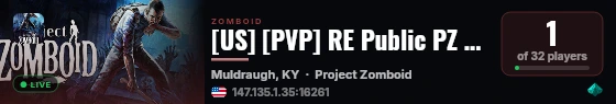 [US] [PVP] RE Public PZ Server | Fresh Start! | Modded | Fire E live status badge