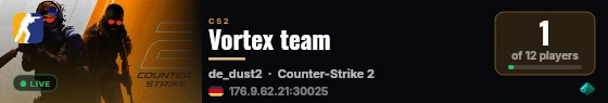 Vortex team live status badge