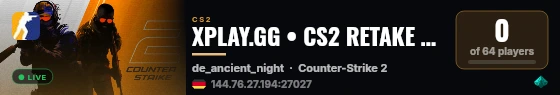 XPLAY.GG • CS2 RETAKE #18 • [DE] live status badge