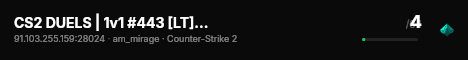 CS2 DUELS | 1v1 #443 [LT] — CYBERSHOKE.NET (ARENA MAPS) live status badge