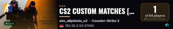 CS2 CUSTOM MATCHES [DE] — CYBERSHOKE.NET live status badge