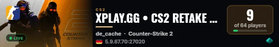 XPLAY.GG • CS2 RETAKE #147 • [DE] live status badge