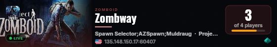Zombway live status badge