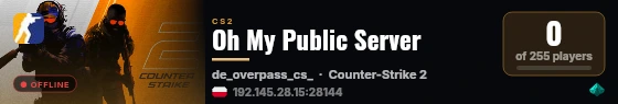 Oh My Public Server live status badge