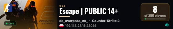 Еscape | PUBLIC 14+ live status badge