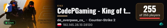 CodePGaming - King of the Hill US#4 - survival live status badge