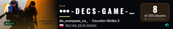 ••• - D E C S - G A M E - ••• live status badge