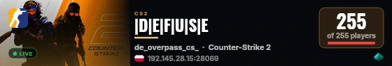 |D|E|F|U|S|E live status badge