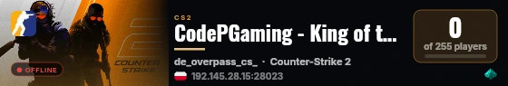 CodePGaming - King of the Hill US#4 - survival live status badge
