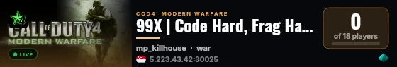 99X | Code Hard, Frag Harder live status badge