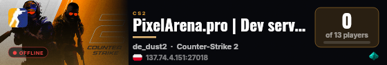 PixelArena.pro | Dev server #1 live status badge