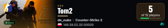 Tom2 live status badge