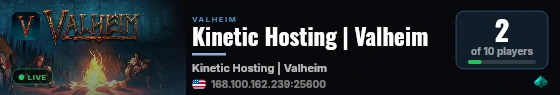 Kinetic Hosting | Valheim live status badge