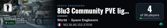 8lu3 Community PVE lightly modded live status badge