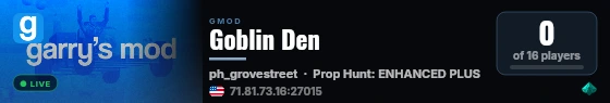 Goblin Den live status badge