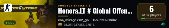 Honora.LT # Global Offensive MOD [24/7] live status badge