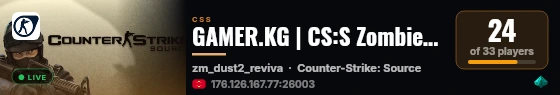 GAMER.KG | CS:S Zombie Reloaded live status badge