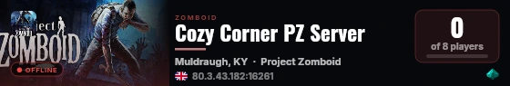 Cozy Corner PZ Server live status badge