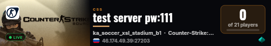 test server pw:111 live status badge