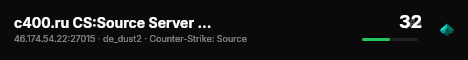c400.ru CS:Source Server [ex Dust2 only] v9540945 [HLstatsX] live status badge