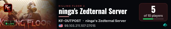 ninga's Zedternal Server live status badge