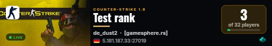 Test rank live status badge