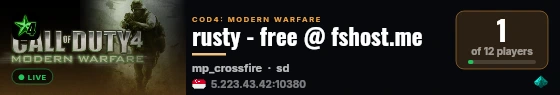 rusty - free @ fshost.me live status badge
