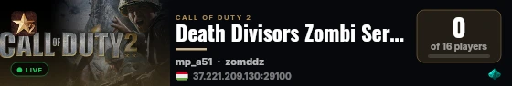 Death Divisors Zombi Server | Discord: https://discord.gg/uAurvjX | Pwd By Synhosting.eu  | 19 perc | 3x Xp | 20x Money | 20x ZP live status badge