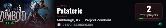 Pataterie live status badge