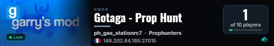 Gotaga - Prop Hunt live status badge