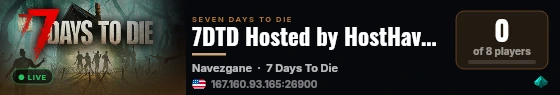 7DTD Hosted by HostHavoc.com live status badge