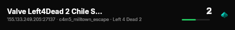 Valve Left4Dead 2 Chile Server (srcds1010-scl1.241.123) live status badge