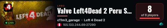 Valve Left4Dead 2 Peru Server (srcds1014-lim1.251.276) live status badge