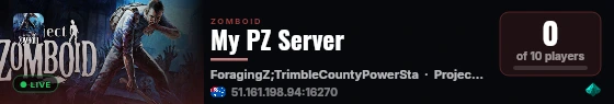 My PZ Server live status badge