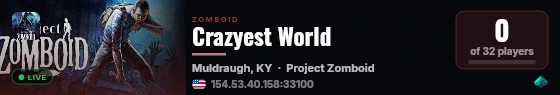 Crazyest World live status badge