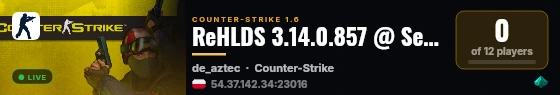 ReHLDS 3.14.0.857 @ ServerProject.net live status badge