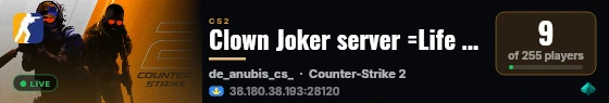Clown Joker server =Life is Funny= live status badge