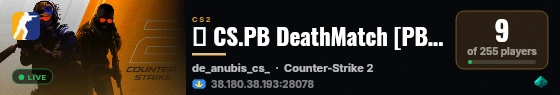 🟢 CS.PB DeathMatch [PB+DE]FFA-128TK live status badge