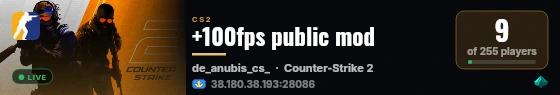 +100fps public mod live status badge