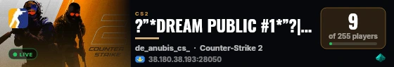 ?”*DREAM PUBLIC #1*”?|128tic|DROP|!VIP,!EMOTES,!AGENTS live status badge
