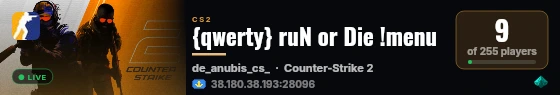 {qwerty} ruN or Die !menu live status badge