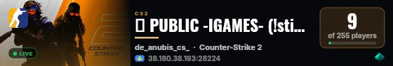 ➡️ PUBLIC -IGAMES- (!stickers | !skin | !knife | !gloves...) live status badge
