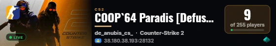 COOP`64 Paradis [Defuse] v3.1 37/64 live status badge