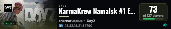 KarmaKrew Namalsk #1 EU - 5 MAN MAX | 1PP | VANILLA + MODS live status badge