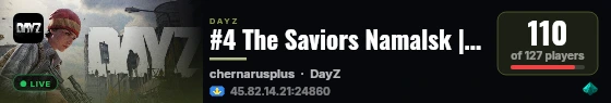 #4 The Saviors Namalsk | More Loot | High PVP | Active Admins live status badge