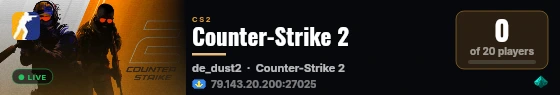Counter-Strike 2 live status badge