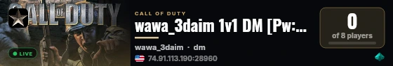 wawa_3daim 1v1 DM [Pw:123] live status badge