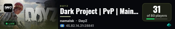 Dark Project | PvP | Main | Server 2 live status badge
