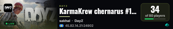 KarmaKrew chernarus #1 EU - SOLO DUO RIO | 1PP |VANILLA + MOD 2 live status badge